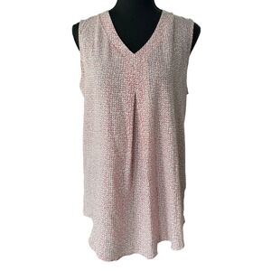 Verse Womens Pink Geometric Grid V Neck Sleeveless Blouse Top Small Office